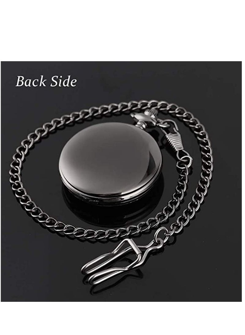 SYOSI Pocket Watch, 1pc Pocket Watch, Best Wedding Gift Ideas, Birthday Father's Day Gift Watches, Black Watch Best Gift Carved Pendant Quartz Pocket Watch - Image 4