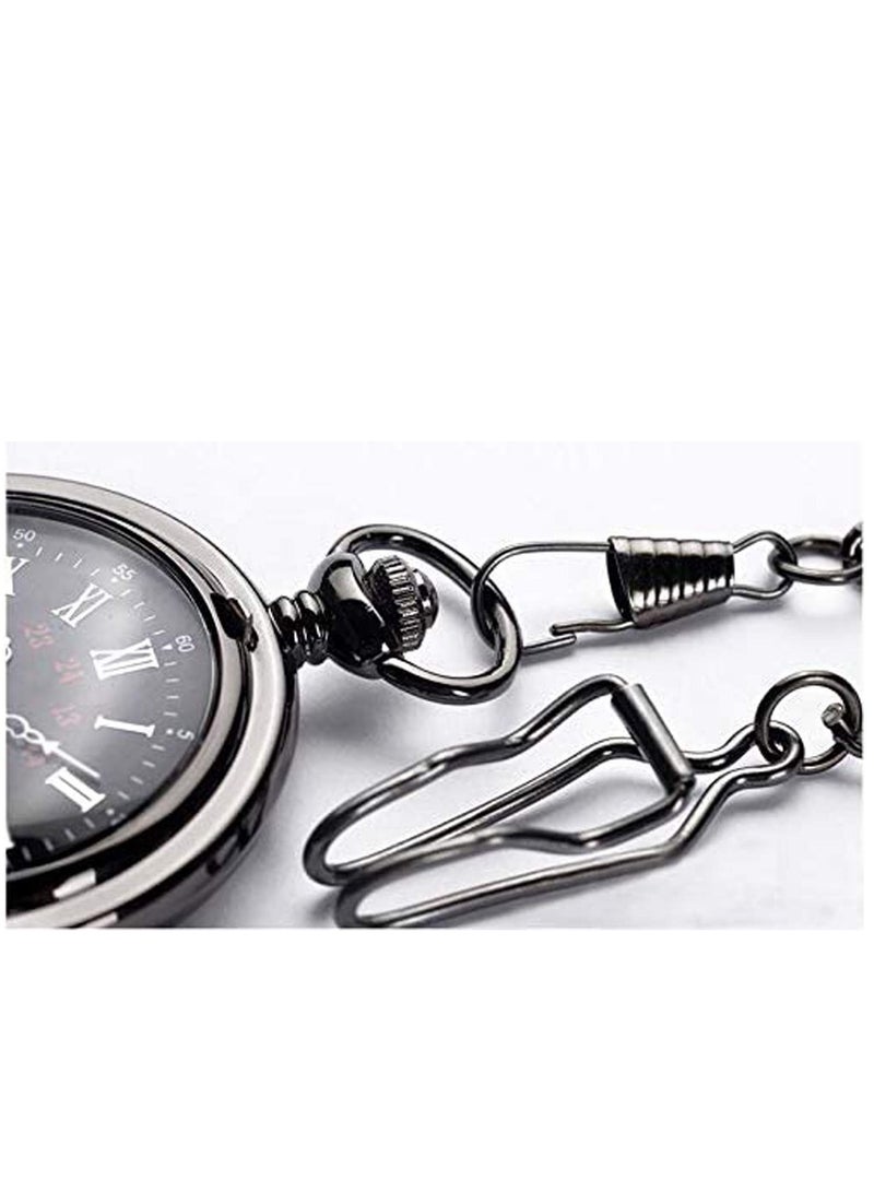 SYOSI Pocket Watch, 1pc Pocket Watch, Best Wedding Gift Ideas, Birthday Father's Day Gift Watches, Black Watch Best Gift Carved Pendant Quartz Pocket Watch - Image 5