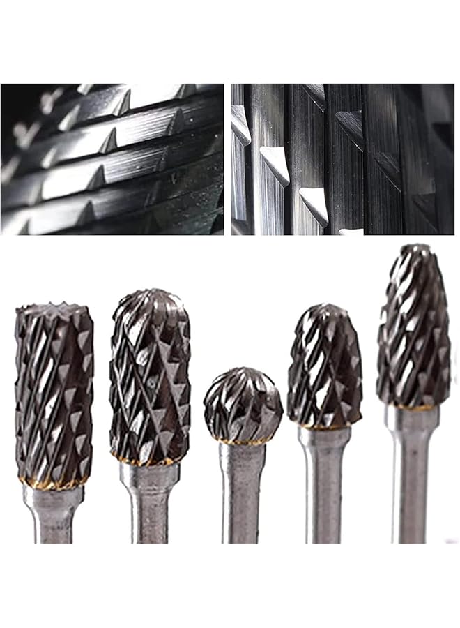 erorex Double Cut Tungsten Carbide Rotary Burr Set 10Pcs 1 8 Inch Shank 1 4 Inch Head Length Tungsten Steel For Wood And Stone Carving Steel Metal Working - Image 3