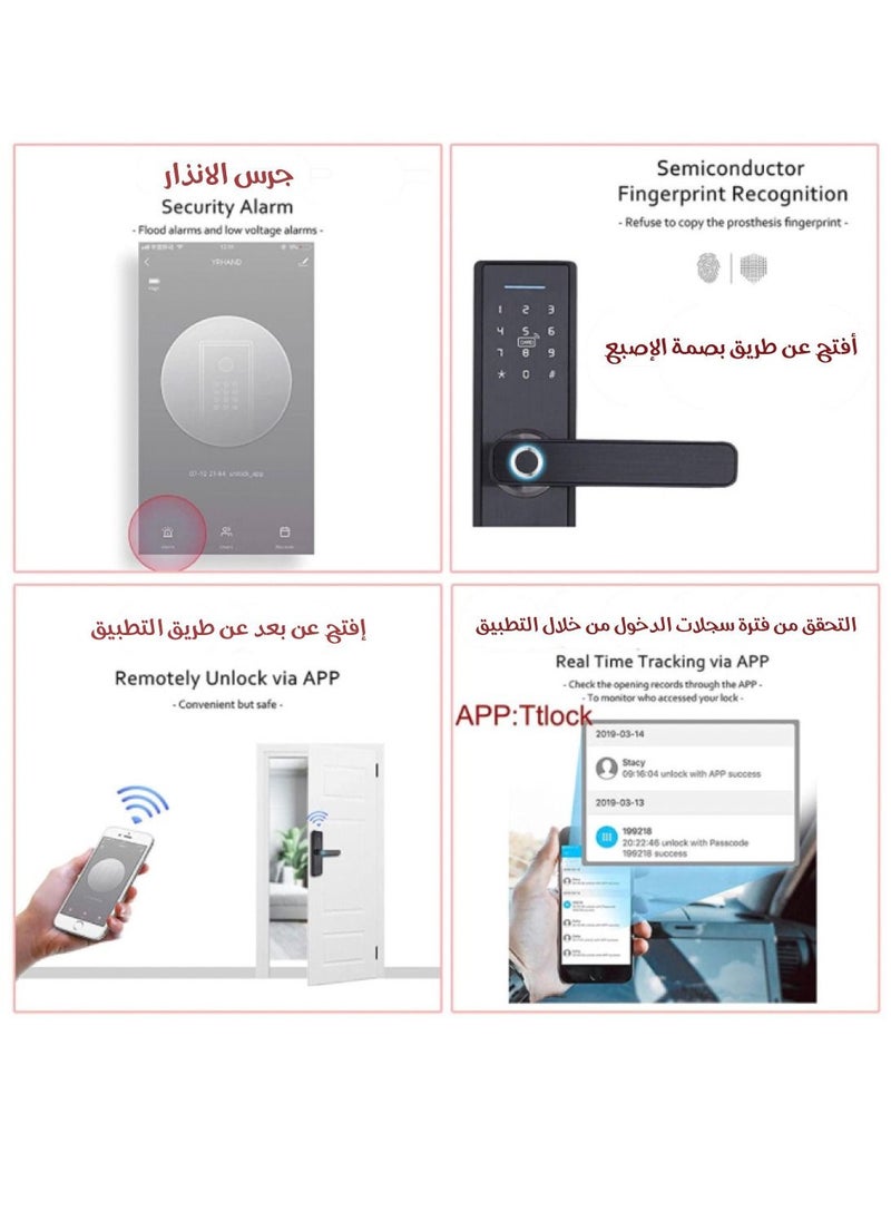 تويا - قفل باب ذكي الكتروني بالبصمة مع التحكم به عبر الهاتف - Image 1