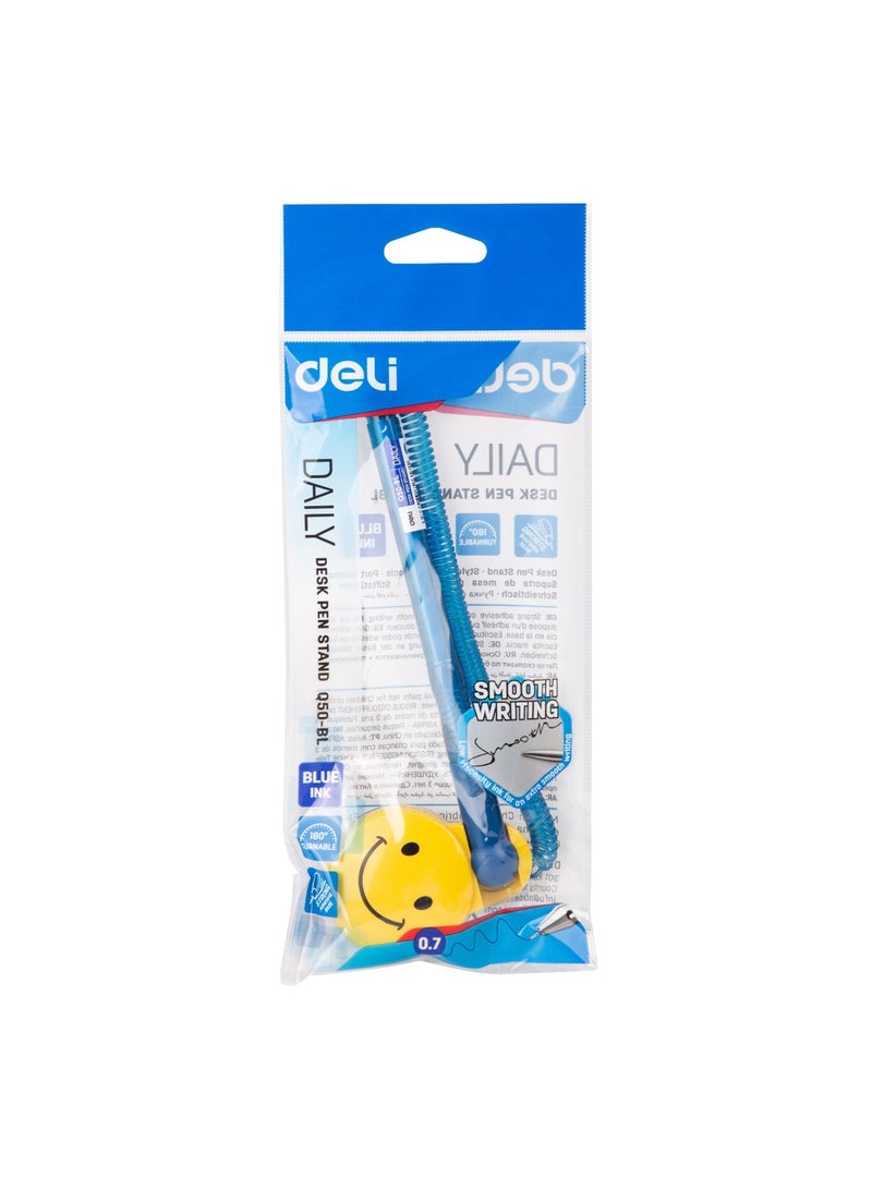 Deli 1-Piece Counter Pen With Smiley Stand And 0.7mm Ballpoint Tip Blue Ink - Image 5