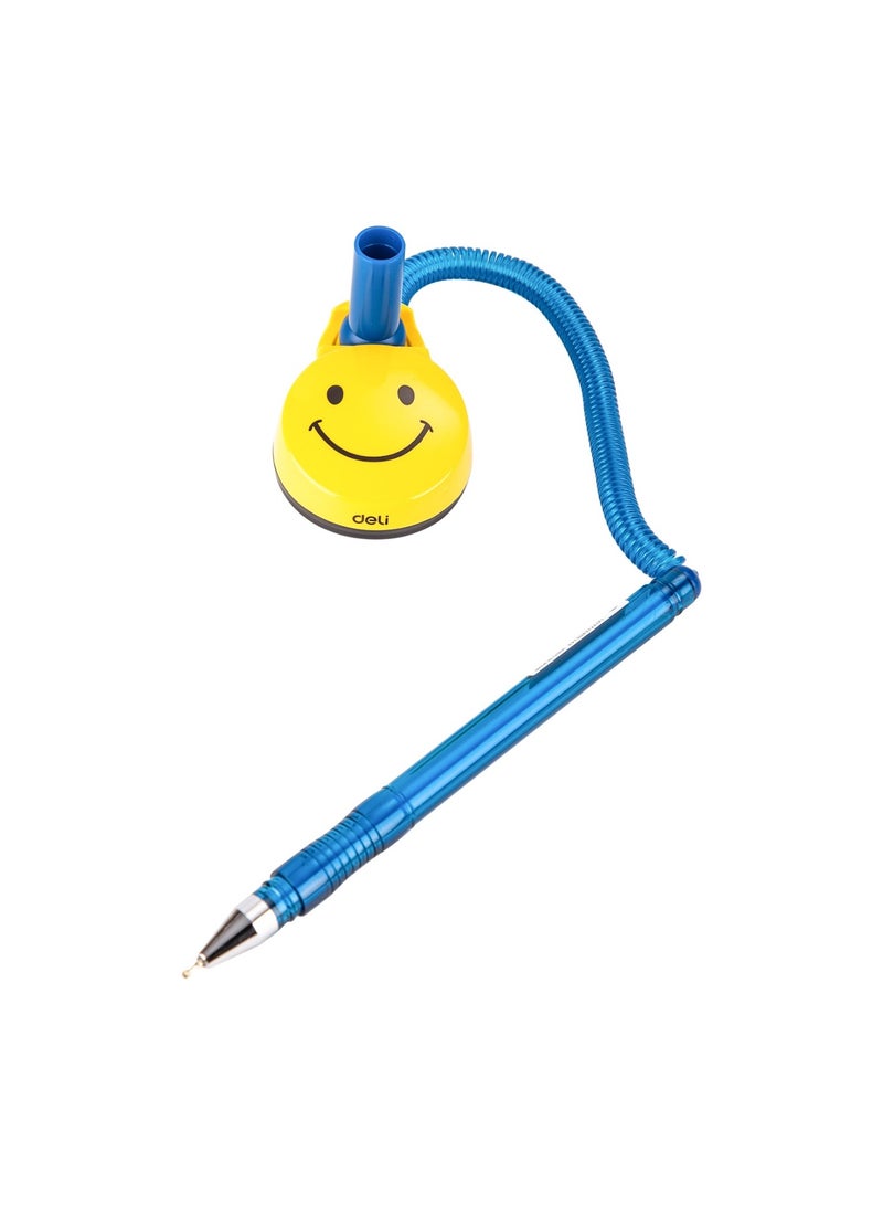 Deli 1-Piece Counter Pen With Smiley Stand And 0.7mm Ballpoint Tip Blue Ink - Image 2