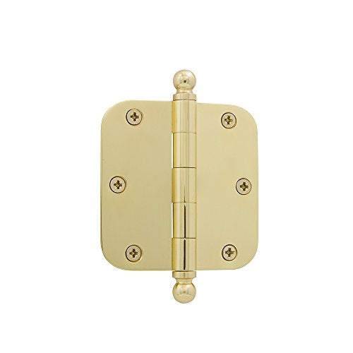 Grandeur Hardware 808998 3.5" Ball Tip Residential Hinge with 5/8" Radius Corners, 3.5" x 3.5", Polished Brass - Image 5