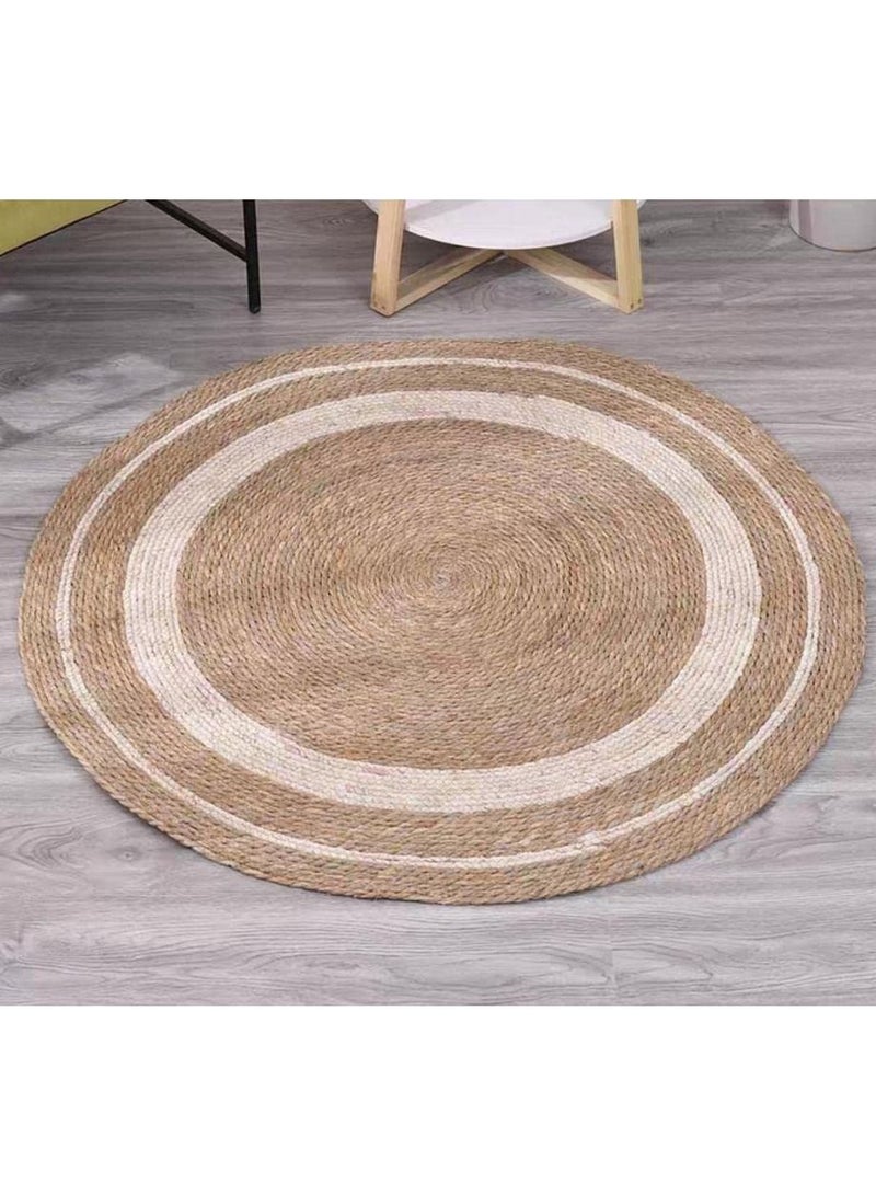 LINGWEI Natural Round Jute Rug Carpet 100x100cm - Image 1