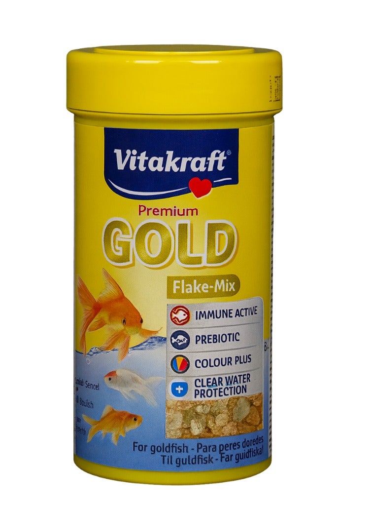 Vitakraft Fish Food Premium Gold Flake-Mix for Goldfish – Immune Support, Prebiotic, and Colour Enhancer – 250ml - German Made