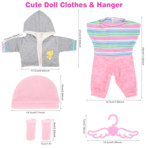 HONLAELLA 5 Pieces Baby Doll Clothes Accessories with Outfit Hat Coat Socks Hanger for 1416 inch Baby Dolls and 18 Inch Girl DollDoll NOT Include - Image 5