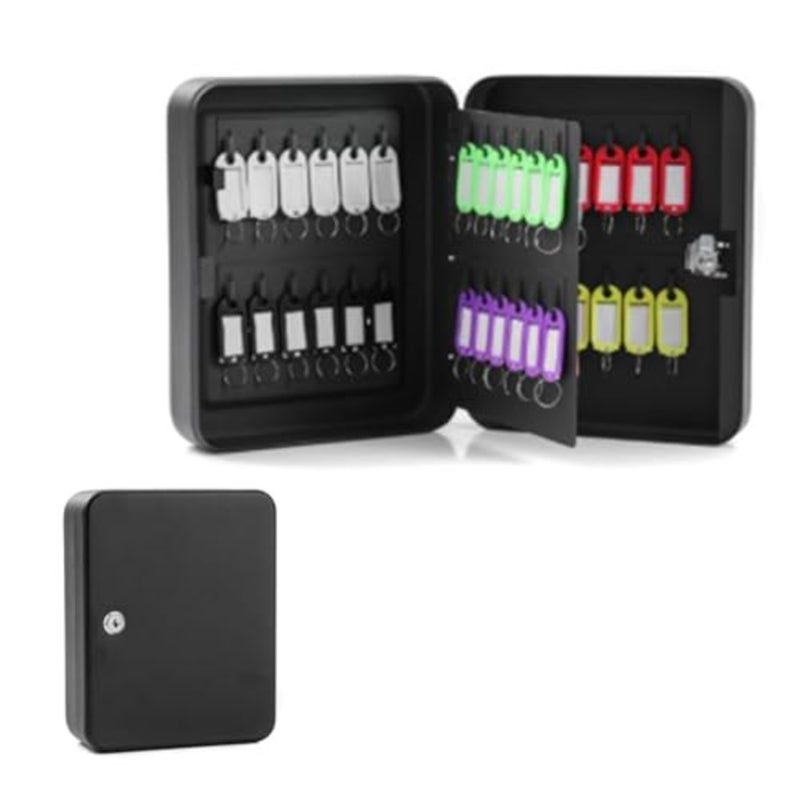 Key Cabinet with 48 Color-Coded Key Tags, Steel Wall Mounted Keys Storage Organizer Box for Landlords Property Factory - Image 2