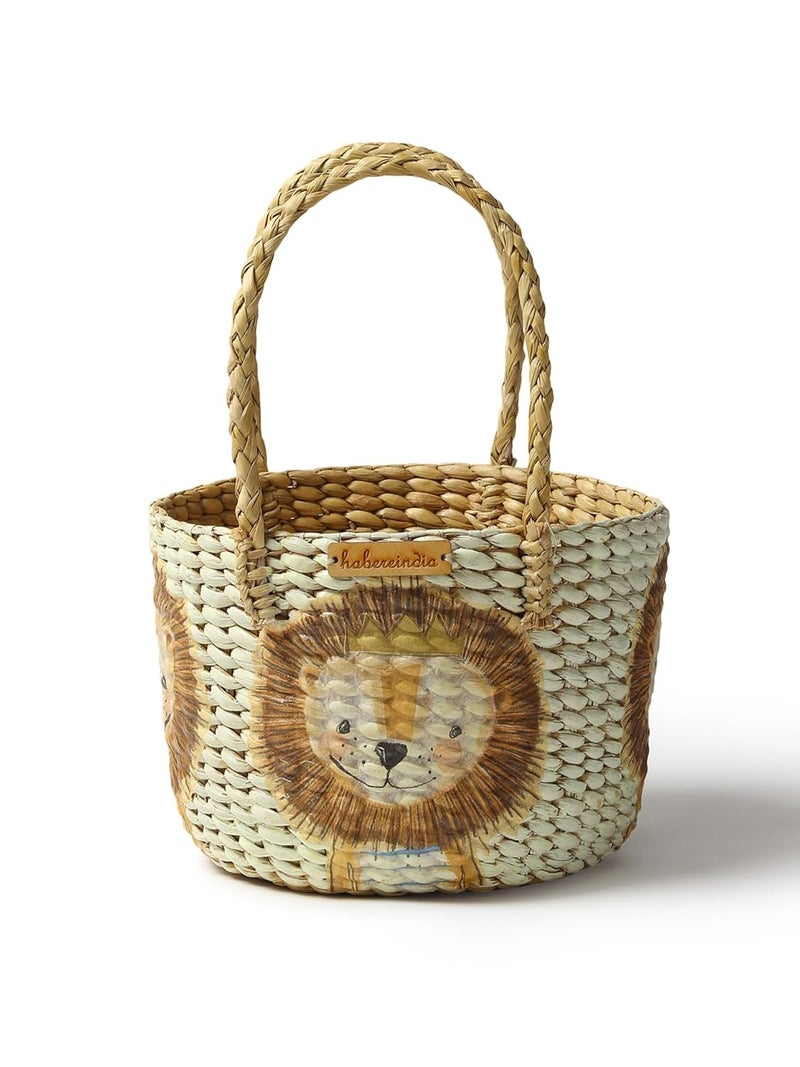 Habere India-All the Cultures Fabricating India Habere IndiaAll the Cultures Fabricating India Handmade Gift Hamper Baskets Cane Hamper Basket Fruit Baskets Bamboo Organiser Round Hamper Basket Round Cap Basket Lion Set of 3 - Image 3
