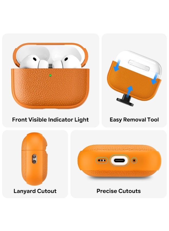 Arabest AirPods Pro 3 Case, Soft TPU Case for Apple AirPods Pro 3 with Hand Strap, Leather Touch Design, Tree Texture Airpods Pro 3 Case - Image 4
