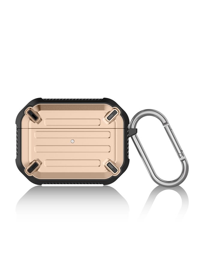 Raxoom Case Cover Wireless Earphones Shockproof Sharp Sword Armor Silicone Protective Case For AirPods Pro Gold