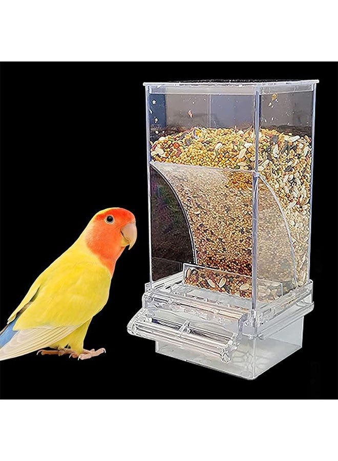 الضفدع الحقيقي وحدة تغذية الطيور الأوتوماتيكية بدون فوضى داخل القفص مع مجثم شفاف وحاوية طعام من الأكريليك للبذور للطيور الصغيرة والببغاء والكناري والكوكاتيل وطيور الحب - Image 4