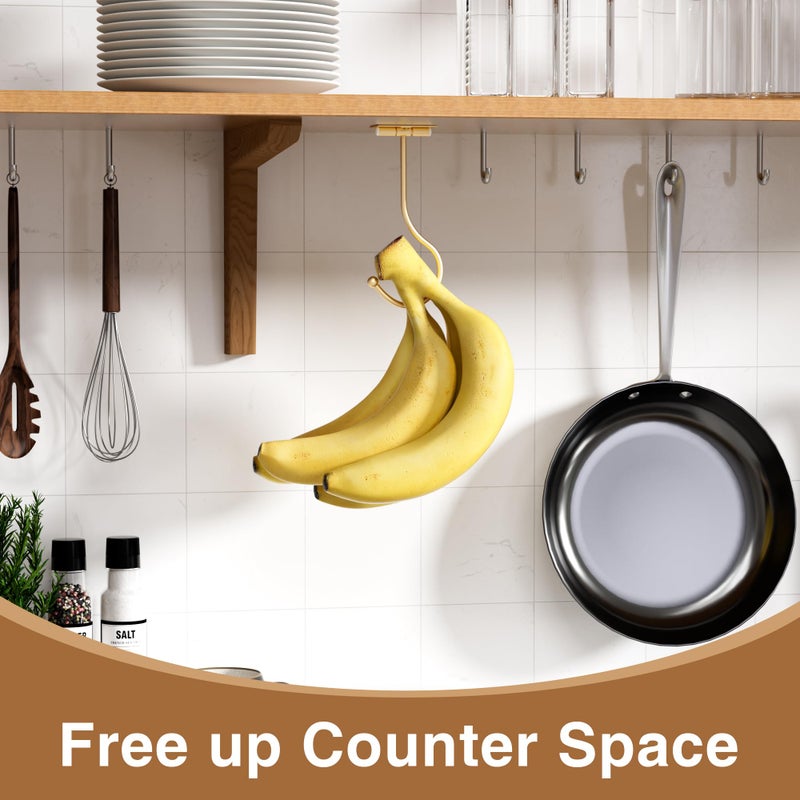 Josmimic Gold Banana Hook Foldable - Under Counter Banana Hanger  Under Cabinet Banana Holder Self-Adhesive  Magnetic Banana Hook - Image 5