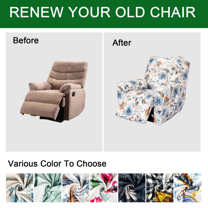 FUANGUI Recliner Chair Cover 4-Pieces Lazyboy Cover for Recliner Chair with Storage Pockets Furniture Protector for Living Room, Jacquard Sofa Slipcover for Kids, Pets, Dog and Cat, 23 - Image 5