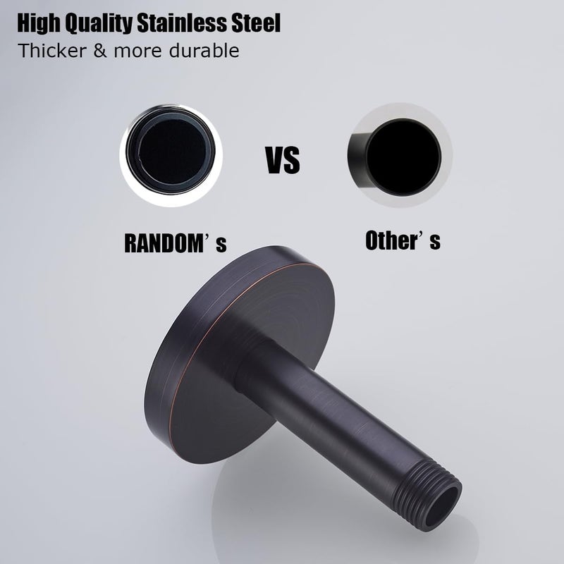 Random Straight Shower Arm with Flange Oil Rubbed Bronze 4 Inches Ceiling Mount Shower Head Extension Arm Ceiling-Mounted For Fixed Shower Head.RD-91038-4-ORB - Image 3