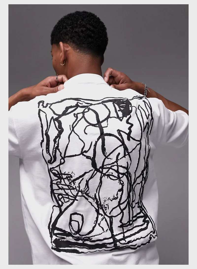 TOPMAN Back Sketch Print Oversized T-Shirt