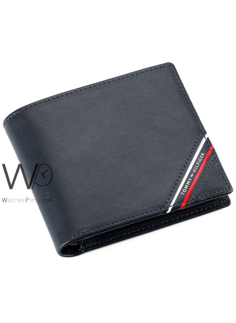 Tommy Hilfiger Plus Tommy Hilfiger Original Purse For Men In Dark Blue Natural Leather Embellished With Side Flag  - Image 1