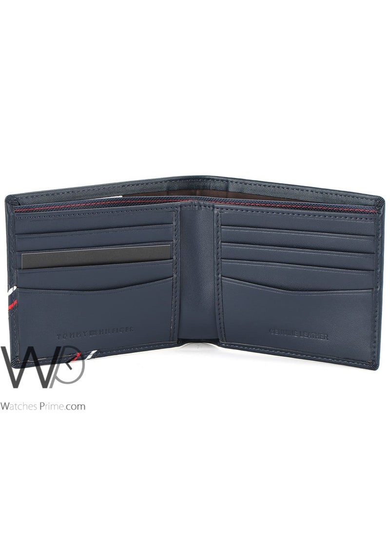 Tommy Hilfiger Plus Tommy Hilfiger Original Purse For Men In Dark Blue Natural Leather Embellished With Side Flag  - Image 4