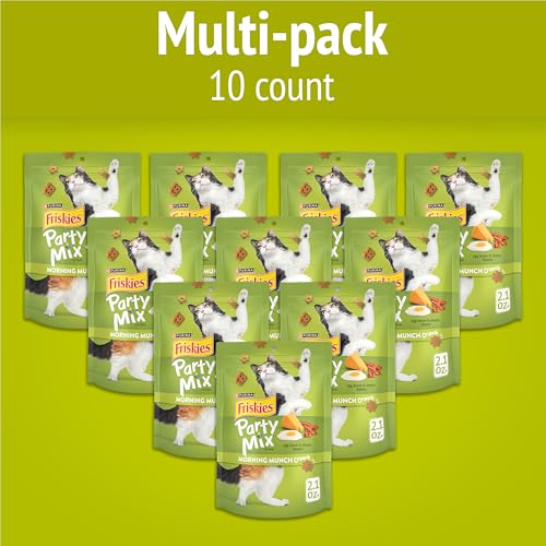 Friskies Purina Friskies Party Mix Morning Munch Crunch Cat Treats - (Pack of 10) 2.1 oz. Pouches - Image 2