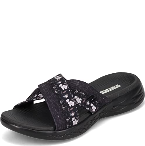 Skechers Women's On The Go 600 - Blooms Flip-Flop, Black/Grey, 9 M US - Image 2