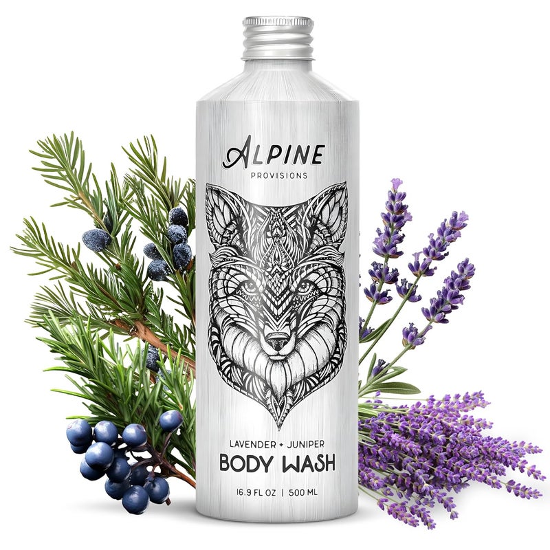 Alpine Provisions Natural Lavender Juniper Body Wash Hydrating Cleanser for Dry and Oily Skin with Jojoba Coconut Oil Extracts Vegan SulfateFree PlasticFree 169 fl oz - Image 1