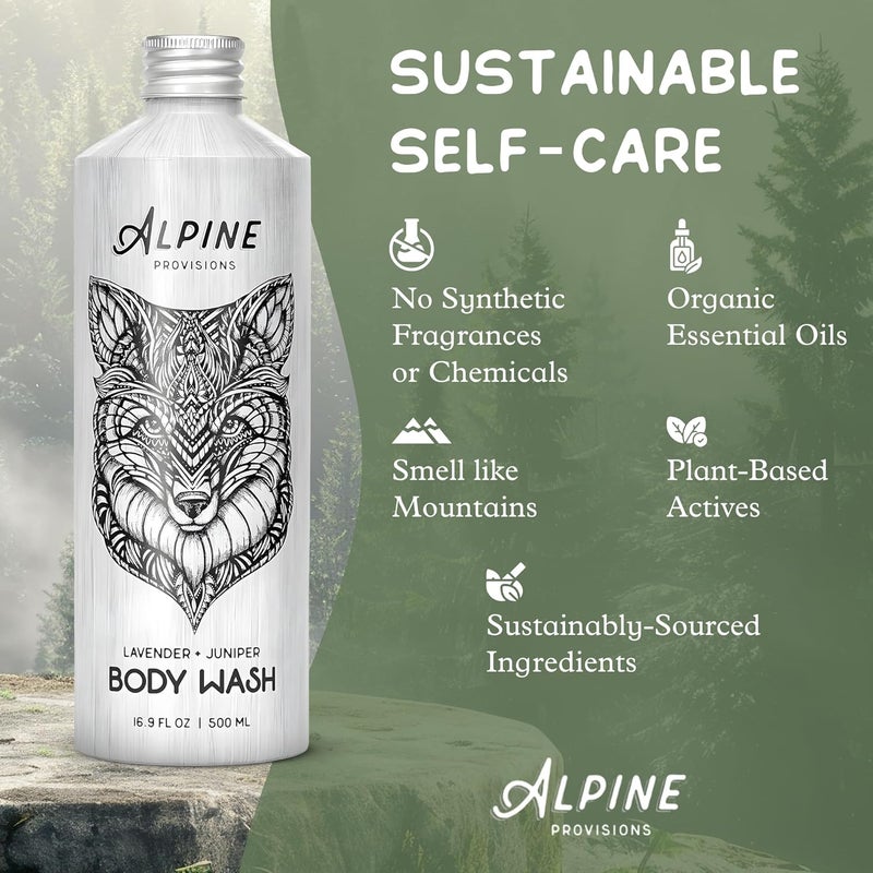 Alpine Provisions Natural Lavender Juniper Body Wash Hydrating Cleanser for Dry and Oily Skin with Jojoba Coconut Oil Extracts Vegan SulfateFree PlasticFree 169 fl oz - Image 2