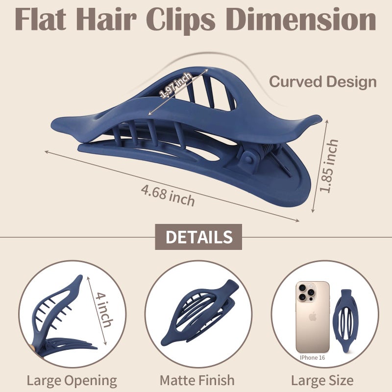 Mandydov 9 Pack Flat Hair Clips for Women, Matte Claw Clips for Thick & Thin Hair (Multicolor) - Image 2