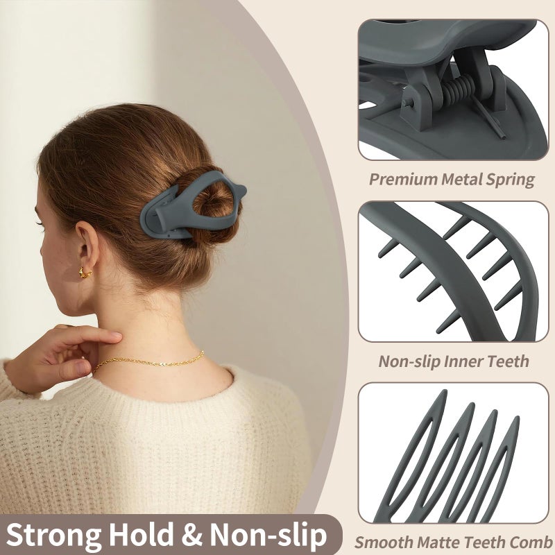 Mandydov 9 Pack Flat Hair Clips for Women, Matte Claw Clips for Thick & Thin Hair (Multicolor) - Image 3
