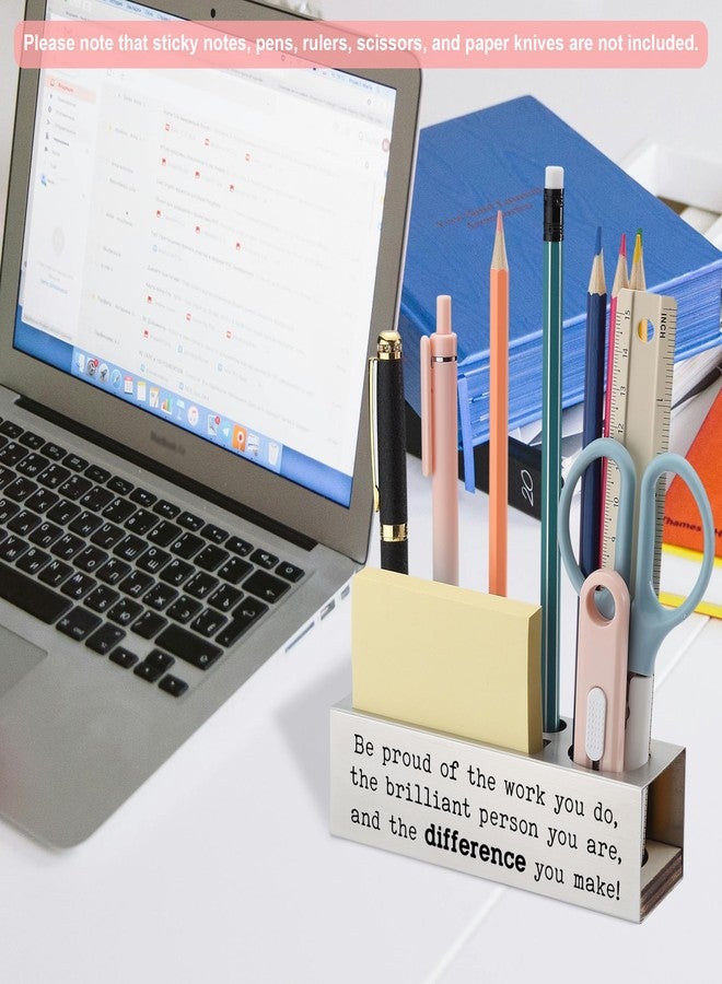 FTONENI Stainless Steel Pencil Holder with Motivational Quote, Gift for Teacher Nurse Coworker Friend, Office Desk Organizer for Pens Scissors Sticky Notes Ruler, Inspirational Decor Accessory - FBA384 - Image 5
