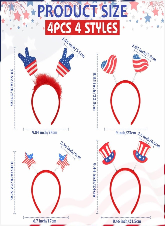 ANBALA 4th of July Headbands Patriotic Hairbands Patriotic Party Hair Supplies Independence Day Party Hair Accessories 4 Pcs - Image 2