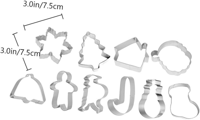 10pcs Christmas Stainless Steel Cookie Cutter Set Holiday Biscuit Mold DIY Baking Tools with Pvc Box Style - Image 2