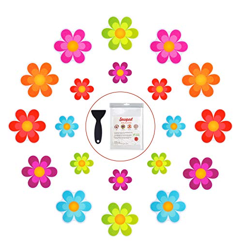 Secopad 20 PCS Original Non Slip Bathtub Stickers, Shower Floor Non Slip Stickers Bright Flowers Appliques with Premium Scraper - Image 1