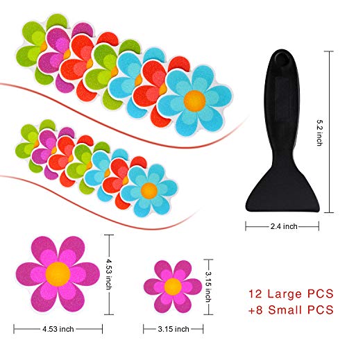 Secopad 20 PCS Original Non Slip Bathtub Stickers, Shower Floor Non Slip Stickers Bright Flowers Appliques with Premium Scraper - Image 4
