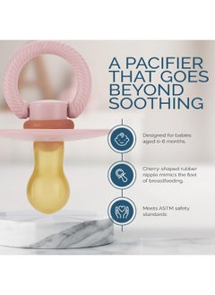 Itzy Ritzy Itzy Ritzy Natural Rubber Pacifiers, Set of 2 – Natural Rubber Newborn Pacifiers with Cherry-Shaped & Large Air Holes for Added Safety; Set of 2 in Blossom & Rosewood, Ages 0 – 6 Months  - Image 3