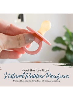 Itzy Ritzy Itzy Ritzy Natural Rubber Pacifiers, Set of 2 – Natural Rubber Newborn Pacifiers with Cherry-Shaped & Large Air Holes for Added Safety; Set of 2 in Blossom & Rosewood, Ages 0 – 6 Months  - Image 5
