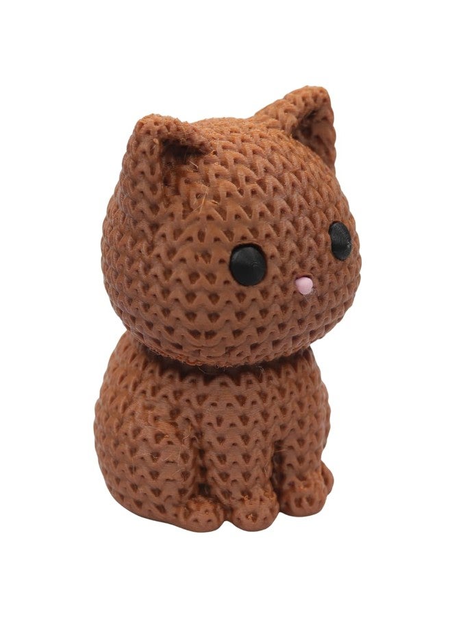 HICHISO - BILLII The Knitted Brown Cat | Desk Buddy | Cute Cat Figurine for Office & Home | Eco-Friendly Biodegradable Polymer | Mood Booster & Stress Relief for Cat Lovers