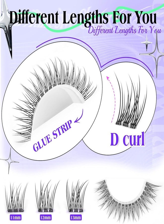 wiwoseo Self Adhesive Eyelashes 11-13MM Natural Self Adhensive Lash Clusters Pre Glue Eyelash Clusters No Glue Needed Lash Extensions D curl Waterproof Cluster Lashes by wiwoseo - Image 2