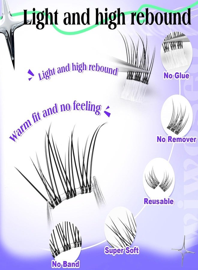 wiwoseo Self Adhesive Eyelashes 11-13MM Natural Self Adhensive Lash Clusters Pre Glue Eyelash Clusters No Glue Needed Lash Extensions D curl Waterproof Cluster Lashes by wiwoseo - Image 3