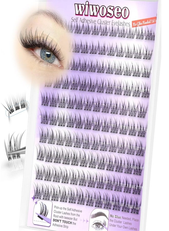 wiwoseo Self Adhesive Eyelashes 11-13MM Natural Self Adhensive Lash Clusters Pre Glue Eyelash Clusters No Glue Needed Lash Extensions D curl Waterproof Cluster Lashes by wiwoseo - Image 1