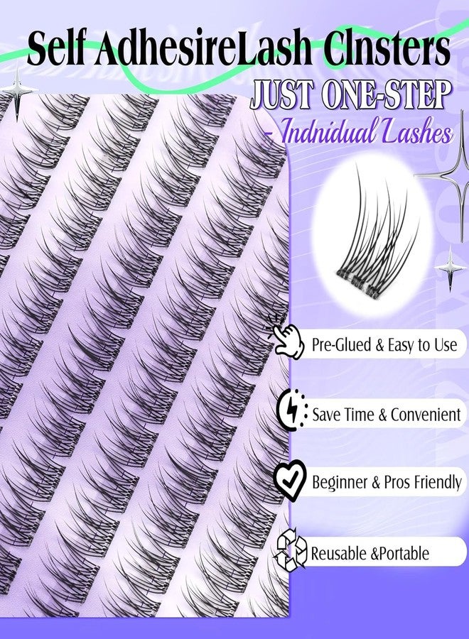 wiwoseo Self Adhesive Eyelashes 11-13MM Natural Self Adhensive Lash Clusters Pre Glue Eyelash Clusters No Glue Needed Lash Extensions D curl Waterproof Cluster Lashes by wiwoseo - Image 4