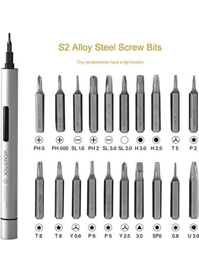 NIBEMINENT Mini Portable Electric Screwdriver Cordless Battery With 20 Bits Multicolour - Image 2