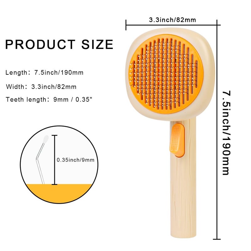 Credly Cat Brush with Release Button, flower Shape, Self Cleaning, Dog Comb for Cats Dogs Puppy Rabbits Bunny, Groom and Clean, Massage, Hair Removal, Safe for Pets(Orange) - Image 4
