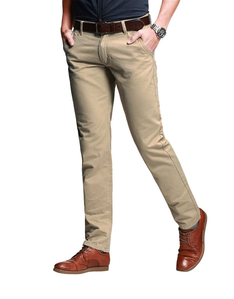 Match Men's Slim Fit Tapered Stretchy Casual Pants (34W x 31L, 8050 Apricot) - Image 1