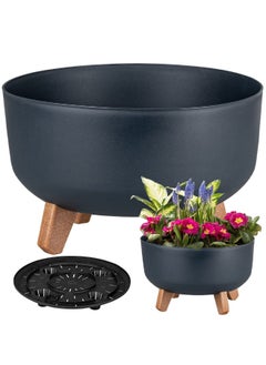 Prosperplast Gracia Round Flower Pot with Removable Legs Anthracite and Brown 6.8 L  - Image 3