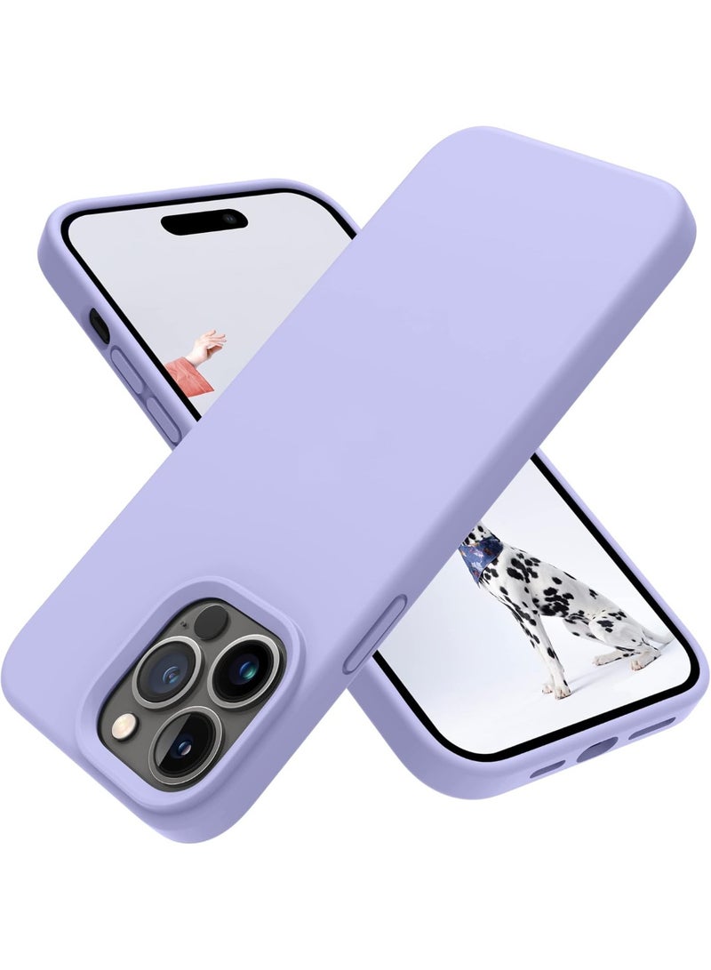 كومبينيشن غطاء خلفي نحيف من السيليكون المقاوم للصدمات من مادة TPU الناعم لهاتف iPhone 13 Pro 6.1in (أرجواني فاتح) - Image 1