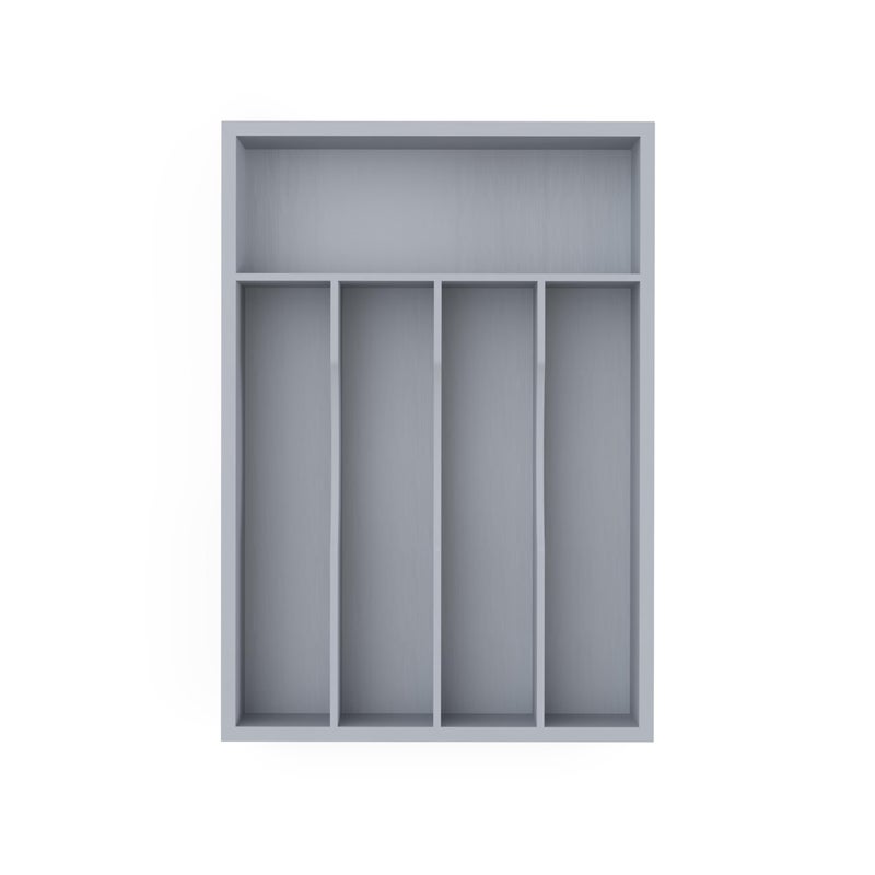 BEKVEM Silverware Organizer, Bamboo Kitchen Drawer Organizer, Utensil Holder, Cutlery Tray & Spoon Flatware Storage with Grooved Drawer Dividers(5 Slots, Grey) - Image 1