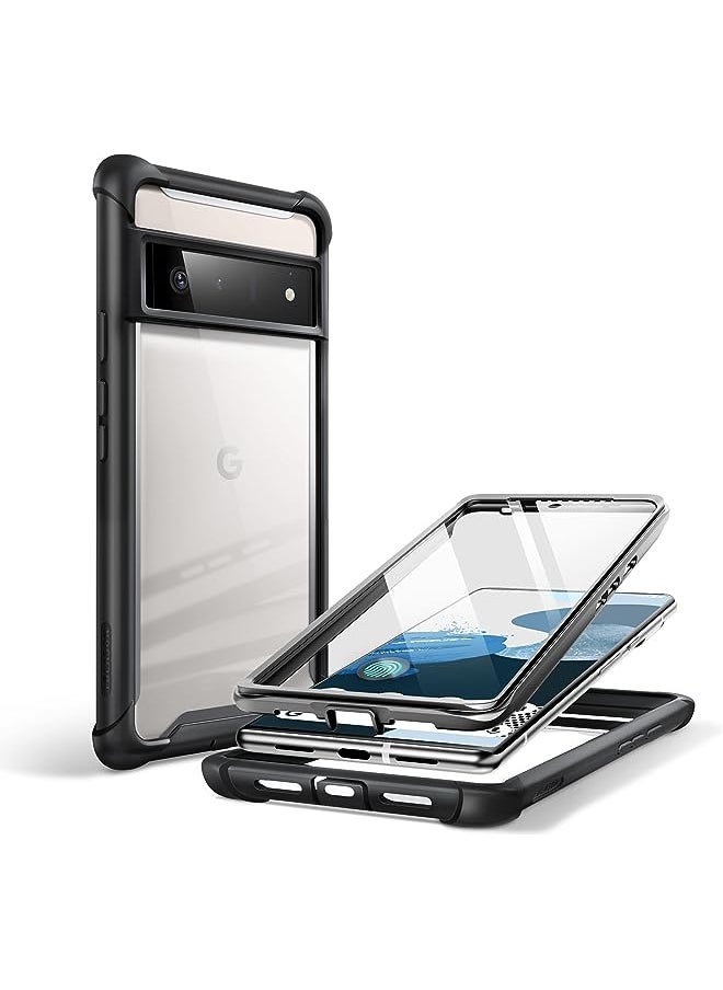 I-blason Ares Series Designed for Google Pixel 6 Pro Case (2021), Dual Layer Rugged Clear Bumper Case with Built-in Screen Protector (Black)  - Image 1