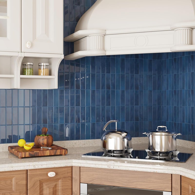 CRE8TIVE 16 Sheets Straight Linear Peel and Stick Tile for Bathroom Kitchen Backsplash Tiles Peel and Stick on Blue Tile Self Adhesive Rectangular Subway Tiles for Laundry Room Shower Walls 12"x12" - Image 4