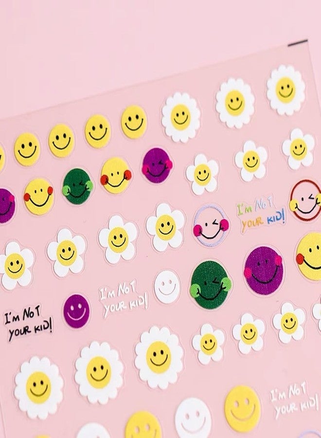 Dedyel Smile Nail Art Stickers Cute Nail Stickers Cartoon Nail Stickers 5D Embossed Smile Face Nail Stickers Kawaii Self-Adhesive Nail Stickers for Women Girls Kids Nail Art Decoration - Image 2