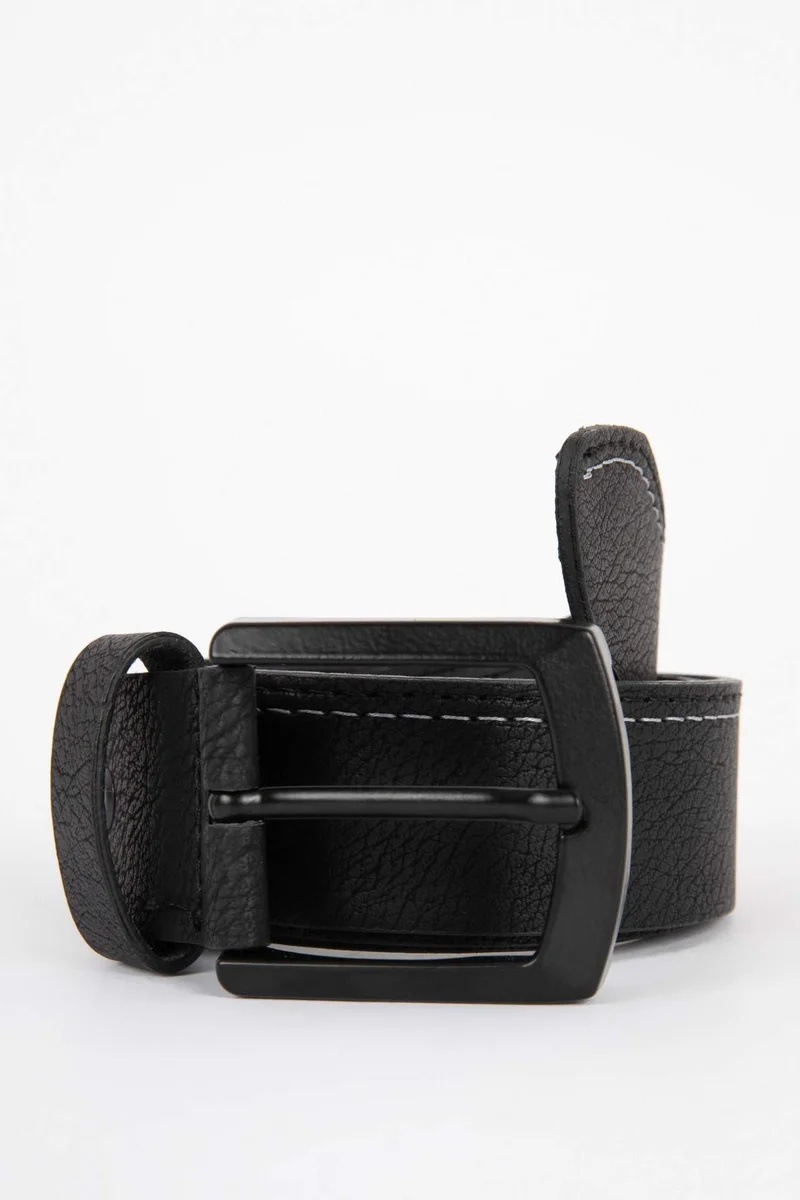 ديفاكتو Man Rectangular Buckle Faux Leather Denim Belt