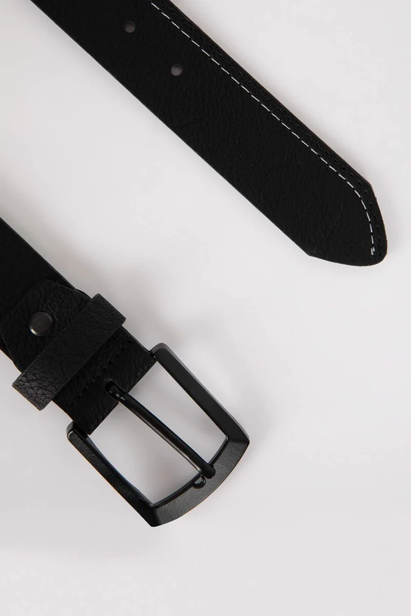 ديفاكتو Man Rectangular Buckle Faux Leather Denim Belt